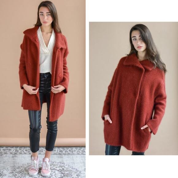 360 Sweater Elsie Wool Coat Medium Red NEW - Picture 8 of 8